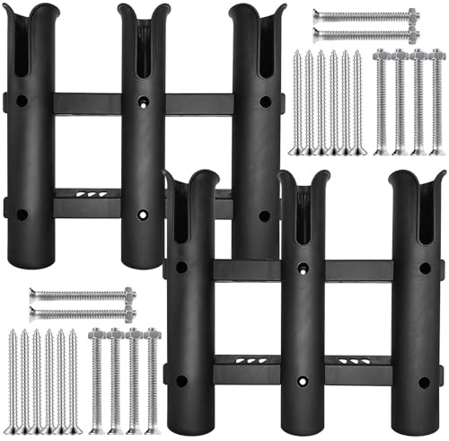 WXYWLIFB Fishing Rod Holder Bracket Tube 3 Rod Rack Wall Mounted Rod Holder Portable Fishing Pole Holders for Boat Truck Kayak Garag (Black)