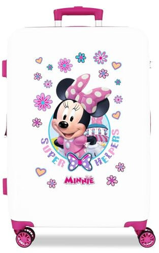 Disney Joumma Minnie-Superhelper-Koffer, mittelgroß, Weiß, 46 x 65 x 23 cm, starr, 3 kg, mit Zahlenschloss, ABS, 3 kg, 56 LExspannbar, weiß, Talla única, Mittelgroßer Koffer