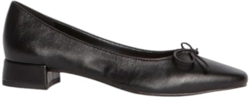 Scarpa Ballerina Donna Corina M4120 in Pelle Morbida Nero con Punta Tondo e Fiocco Tacco 2,5 cm Basic (37 EU)