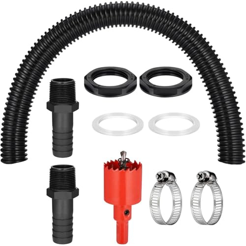 Juego de conectores para barriles de lluvia, 1 pulgada (25 mm), juego de conexión con manguera de 100 cm, conector de barril de lluvia para agua de lluvia, toneladas, cisternas, tanques de agua
