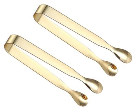 WEKADRIN 2 pezzi Pinze per Zucchero in Acciaio 430 Dorate da Antiscivolo e Robuste per Cubetti di Ghiaccio e Snack Multiuso per Ristoranti Bar e Feste