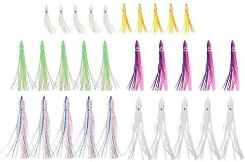 Veemoon Leurres à Pieuvre en PVC Réalistes 30 Pcs Appâts Artificiels pour Pêche en Extérieur, Leurres Souples Multifonctions pour Pêche en Mer et Rivière Couleur Couleur Aléatoire