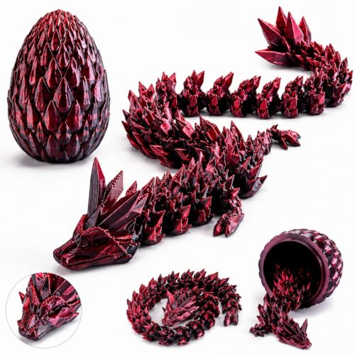 12-Inch 3D Printed Articulated Dragon with Egg – Flexible PLA Fantasy Collectible Figure, Colourful Decorative Display Ornament for Home & Desk Décor