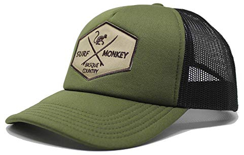 DRESSED IN MUSIC PLAY WITH ME Gorra Trucker Acolchada Ajustable con Rejilla - Gorras de Hombre (Oliva/Negro)