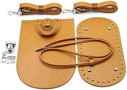 VOANZO - Set di 7 pezzi in pelle sintetica (PU) per borsa fai da te a tracolla, accessori pe il cucito, colore giallo scuro, taglie diverse