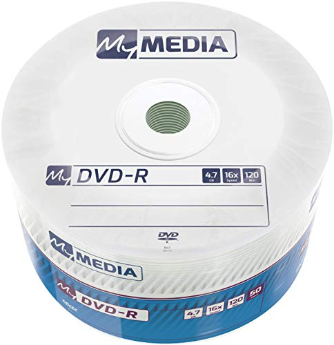 MyMedia DVD‑R 16x 4.7GB, 50er Pack Spindel, DVD Rohlinge beschreibbar, 16-fache Brenngeschwindigkeit & Lange Lebensdauer, DVD-R rewritable, DVD leer, Leere DVD