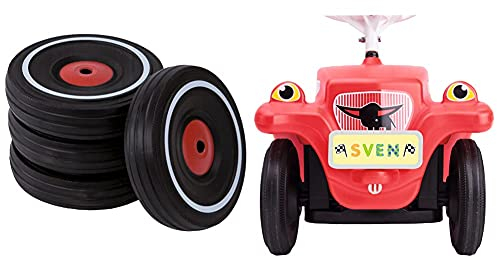 Big - Bobby Car Whisper Wheels - Flüsterräder für Rutscher Autos, Reifen-Set mit Befestigungsclips und Montageanleitung, ab 1 Jahr & Nummernschild - Namensschild für das Rutschfahrzeug, ab 1 Jahr