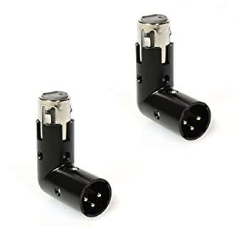 LyxPro XLR vinkeladapter dubbel hane och hona kan placeras i 4 olika vinklar höger vänster och 90 grader perfekt för blandare som stör andra applikationer - 2-pack