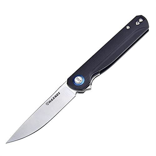 Harnds Wind couteau pliant de poche flipper Sandvik 14C28N lame G10 manche (Noir)