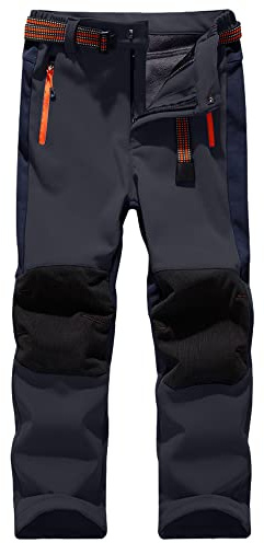 Jessie Kidden Kids Boys Girls Youth Waterproof Windproof Hiking Ski Snow Pants Elastic Waist Warm Insulated Fleece Lined Winter Pants (16010 Grey, 14-16 Years)