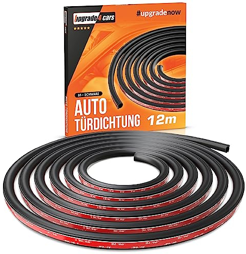 Upgrade4cars Auto Türdichtung Selbstklebend 12 Meter | Gummidichtung halbrund für Autotür, Kofferraum, Motorhaube usw. | Autotür Dichtungsgummi D Profil in Schwarz | Universal Gummiprofil D-förmig