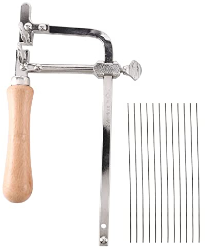 Aboiledy Sierra de marquetería en Forma de U con 12 Hojas, Sierra para joyería, Sierra para carpintería, Sierra para Madera, Sierra en Espiral para Metal, Sierra de calar, Sierra Fina, Sierra ajustab