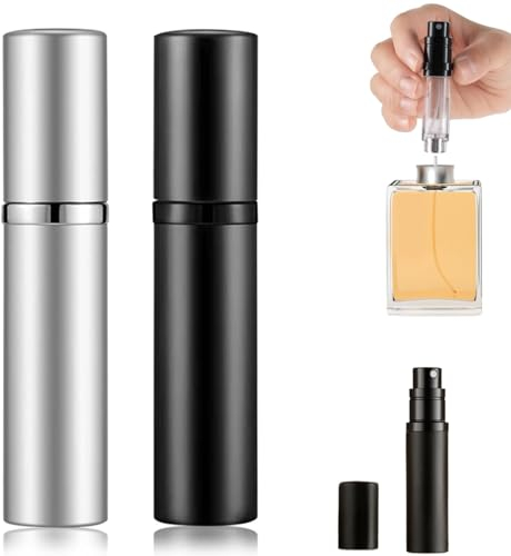 Gurxi Parfümzerstäuber Nachfüllbar Metall Leer Reise Parfüm Abfüller 2 Stück 5ml Perfume Travel Bottle Mini Reise Parfümzerstäuber Parfüm Flaschen Zum Abfüllen Taschenzerstäuber für Unterwegs Reisen