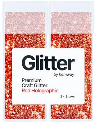 Hemway Craft Glitter Shaker Red Holographic 130g x2 Pack Fine