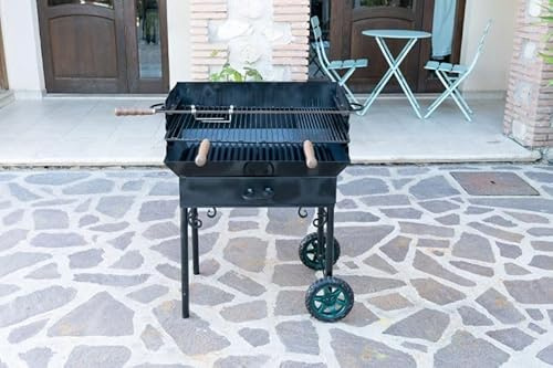 Barbecue in ferro battuto Zincato con griglia grande cm 70x50 a legna o carbonella MADE IN ITALY artigianale SUPER ROBUSTO