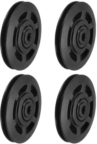 PATIKIL Universal Bearing Pulley Wheel 95mm/3.7, 4 Pack Nylon Bearing Pulley Wheel Lifting Bearing Wheel Replace for Gym Equipment Part Cable Machine