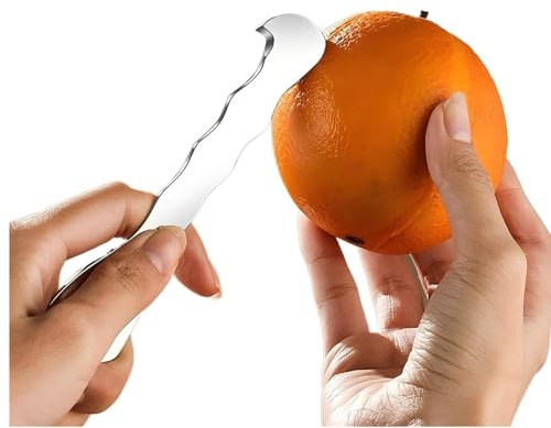 Herramienta peladora de naranjas y cítricos, pelador de frutas de acero inoxidable 304 para naranjas, pomelos, limones, cortador ergonómico y seguro, removedor de piel fácil de pelar