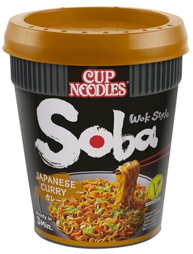 Nissin Soba Japanese Curry Instant Wok Style Noodles Pot, 90 g (Pack of 8)