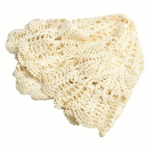 Jotekonoby Nappe ronde faite à la main en coton au crochet avec motif floral vintage pour décoration d'intérieur, table à manger, centre de table, napperon beige, plusieurs tailles (beige, 65-70 cm)