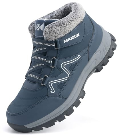 Moudn Stivali da neve invernali da uomo caldi comodi resistenti antiscivolo alla caviglia per escursioni all'aperto scarpe invernali calde con fodera in pelliccia