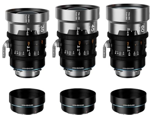 SIRUI IronStar T1.9 1.5X Lente Cinematográfico Anamórfico, 35mm/45mm/60mm de Enfoque Manual con Montura PL Nativa, Montura EF Intercambiable(Destello Azul)