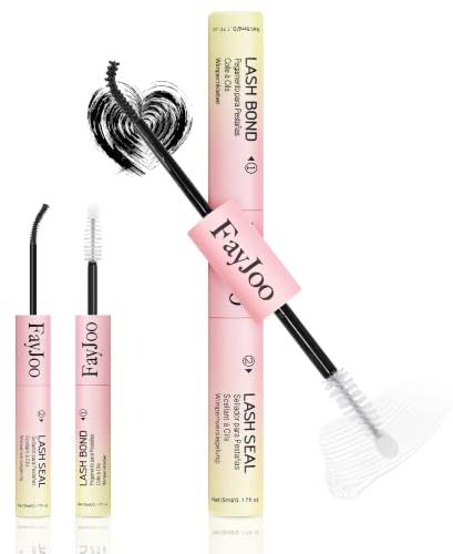 FayJoo 2-in-1 Lash Bond & Seal, Long-Lasting Up to 7 Days Eyelash Adhesive, Hypoallergenic Quick-Dry Waterproof, Strong Flexible Hold Glue for Cluster/Individual/Strip Lashes, 5ml+5ml, Black