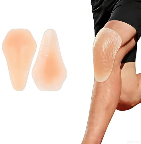 xutong Lot de 2 genouillères en silicone, épaisses, couleur peau, autocollantes, protection des genoux pour le sport, coussinets antidérapants pour protéger contre les chocs et les blessures