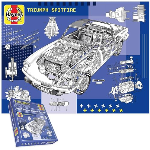 Haynes 1000‑Piece British Sports Car Puzzle Collection – Classic Triumph & MG Models, Premium Vintage Automotive Jigsaw Gift for Car Enthusiasts (Triumph Spitfire)