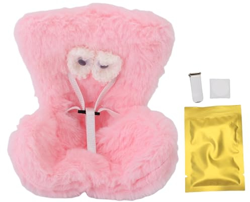 Silla de Coche para Muñecas Peluche, Soporte Ventilación Aire Mini Asiento Mullido con Correa Seguridad Decoración Interior Auto Clip Aromaterapia (Rosa)
