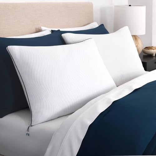 Rise & Grind Cooling Bed Pillows Set of 2 – Queen Size – Hybrid Memory Foam & Down Alternative Fill, Cooling Technology, Removable Washable Cover – Ideal for Back & Side Sleepers