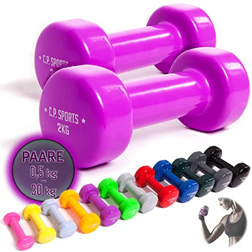 C.P.Sports Gymnastikhanteln | Kurzhanteln 2er Set - Gewichte von 0,5kg bis 12kg | Hanteln für Damen & Herren | Hantelset für Sport, Fitness, Kraftraining, Workout, Home Gym | 4,0 KG - Paar