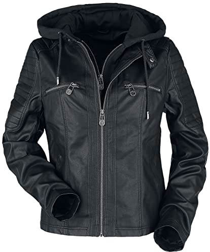 Black Premium by EMP Donna Giacca nera in similpelle stile biker M