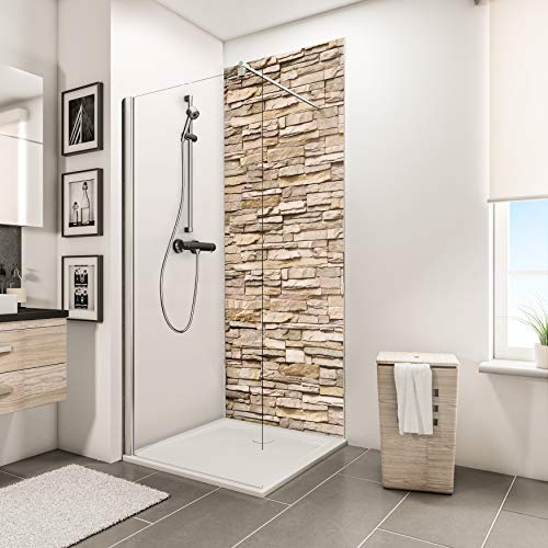 Schulte 1 panneau mural l.100 x h.210 cm, épaisseur 3 mm, surface 2.1 m², revêtement salle de bain douche, résistant aux rayures, parement clair, DécoDesign, livré avec adhésif double face