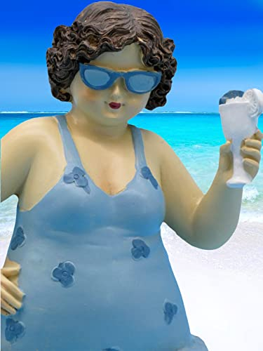 Pommerntraum ®| mollige Badelady - moppelige Maritime Badenixe - Nana - Deko-Figur Sammlerfigur Badezimmerdekoration
