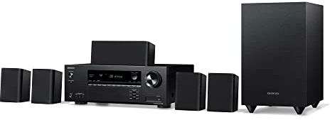 Onkyo HT-S3910 Home Audio Theater Receiver and Speaker Package, Front/Center Speaker, 4 Surround Speakers, Subwoofer and Receiver, 4K Ultra HD (2019 Model)