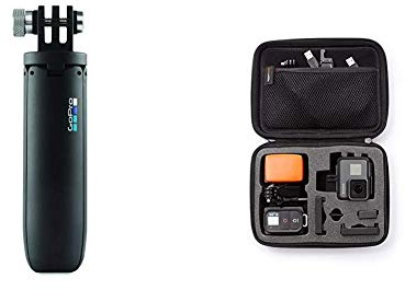 GoPro Shorty Mini Extension Pole with Tripod - Black (Official Accessory) & Amazon Basics Carrying Case - Small