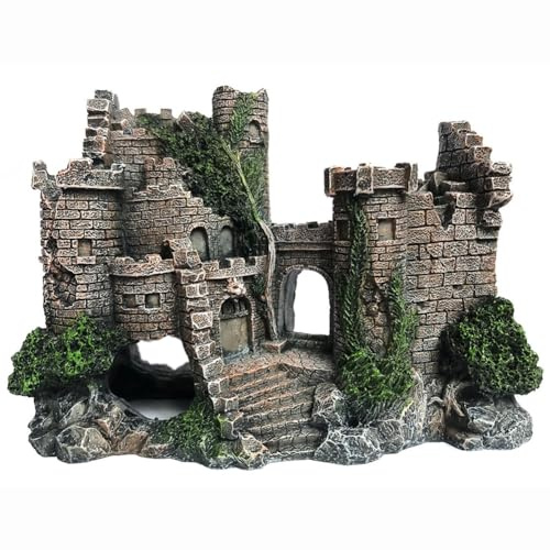 SLOCME Aquarium Ornamente Harz Schloss Dekorationen - Aquarium Zubehör, umweltfreundliche Aquarium Ornament