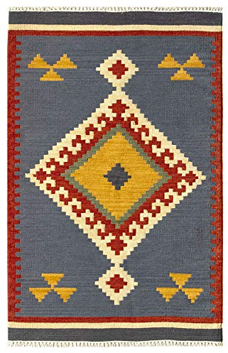 HAMID - Alfombra Kilim Lori con Diseño Moderno - 100% Lana - Alfombra Tejida a Mano - Alfombra de Pasillo, Salón, Dormitorio, Sala de Estar, Entrada (D.1, 170x110 cm)…