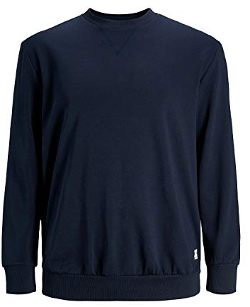 Herren Jack & Jones Basic Sweater Plus Size Langarm Sweatshirt Pullover Übergröße Jumper JJEBASIC, Farben:Navy, Größe Pullover:5XL