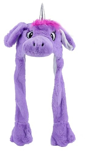 Hopearl Einhorn Hut Mit Beweglichen Ohren - Magische Lila Plüschmütze - Zauberhaftes Kostüm Für Karneval & Geburtstag - Das ideale Geschenk Für Mädchen (Lila 50 cm)