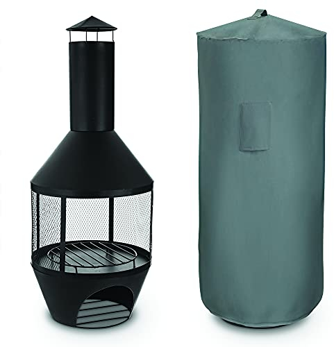 LIVIVO Chimenea Fire Pit Cover - For Outdoor Patio Heater BBQ Cover Made from Waterproof Oxford 600D Polyester Heavy Duty Material UV Water and Dust Resistant