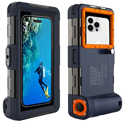 MRUOZRUI Professionelle Tauchtelefonhülle, 15 m wasserdichte Handyhülle zum Tauchen und Schnorcheln, Universal Unterwasserfotografie Gehäuse für iPhone 16/15/14 Serie Samsung Galaxy LG Google usw