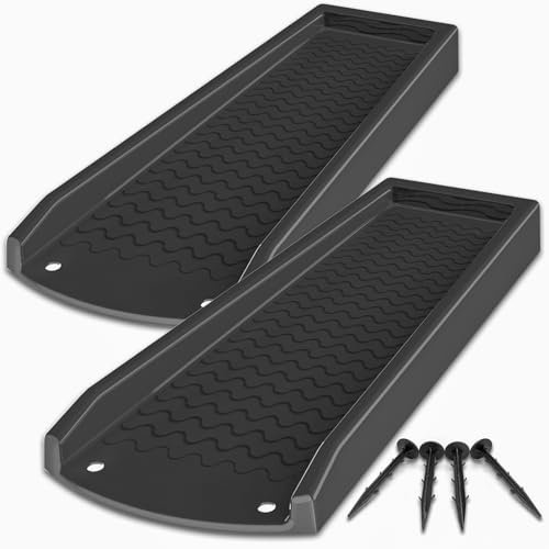 NAACOO 2 Pack Downspout Splash Block, 24 Rain Gutter Downspout Extensions/Extender with 4pc Fixing Nails, Drainage to Protect House Foundations(4 Piece|Black)