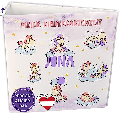Feenstaub Ordner A4 personalisiert, Kinderordner Schulordner Portfolio Kindergarten, Motivordner Einhorn