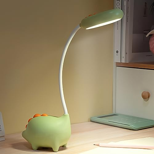 Fivtsme LED-Skrivbord för Barn - Dinosaurie Design, USB-Uppladdningsbar med Touch-Sensor, Dimbar Sänglampa, 3 Lägen