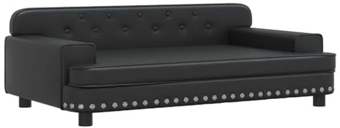 vidaXL Lit pour Chien, Canapé pour Animaux de Compagnie avec Cadre en Bois, Panier pour Chiots Maison Intérieur, Noir 90x53x30 cm Similicuir