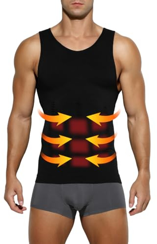 Casey Kevin Slimmande kroppsformare väst för män, Kompressionströja herr body shaper, kompressionsunderkläder shapewear undertröja herr tanktoppar