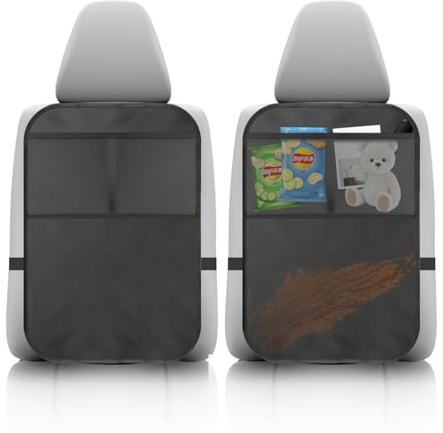 2 Pezzi,Funmo Organizer per Sedile,Protezione dello schienale per bambini,Protezione dello schienale e organizer con grande custodia,Per il retro dei sedili anteriori,Organizer per bambini(nero)