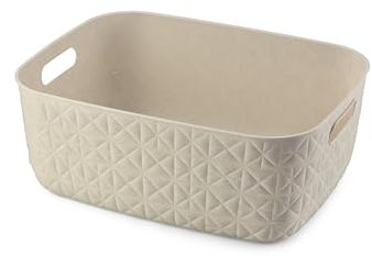 CURVER Softex Aufbewahrungskorb, 12,5 l, elegantes Design, leicht, stapelbar und praktisch, 100% recycelt, 37 x 29 x 14 cm, cremefarben