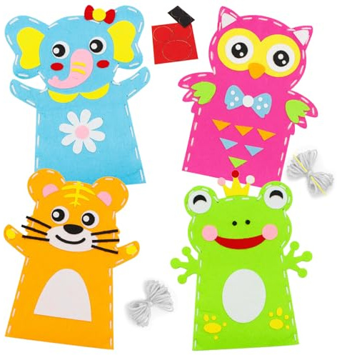Cosysparks Kit Cucito Bambini, 4 Pack Kit per Realizzare Marionette da Mano Kit da Cucito per Bambini set Cucito Bambina Teatrino Marionette Bambini per Ragazzi Principianti Ragazze